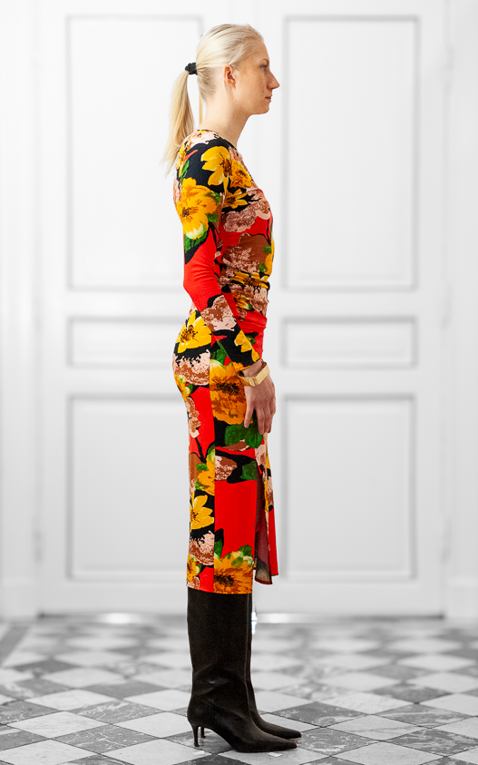 Halo dress in Red Golden Flower