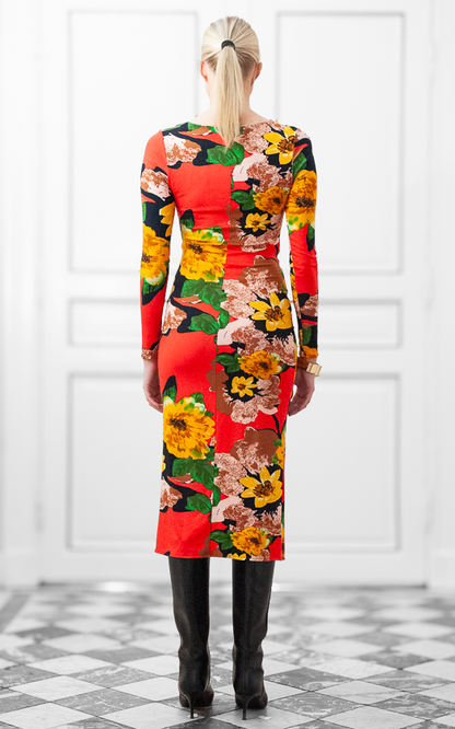 Halo dress in Red Golden Flower