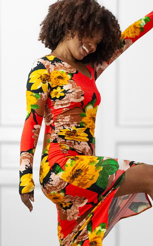 Halo dress in Red Golden Flower