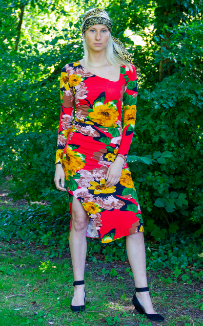 Halo dress in Red Golden Flower